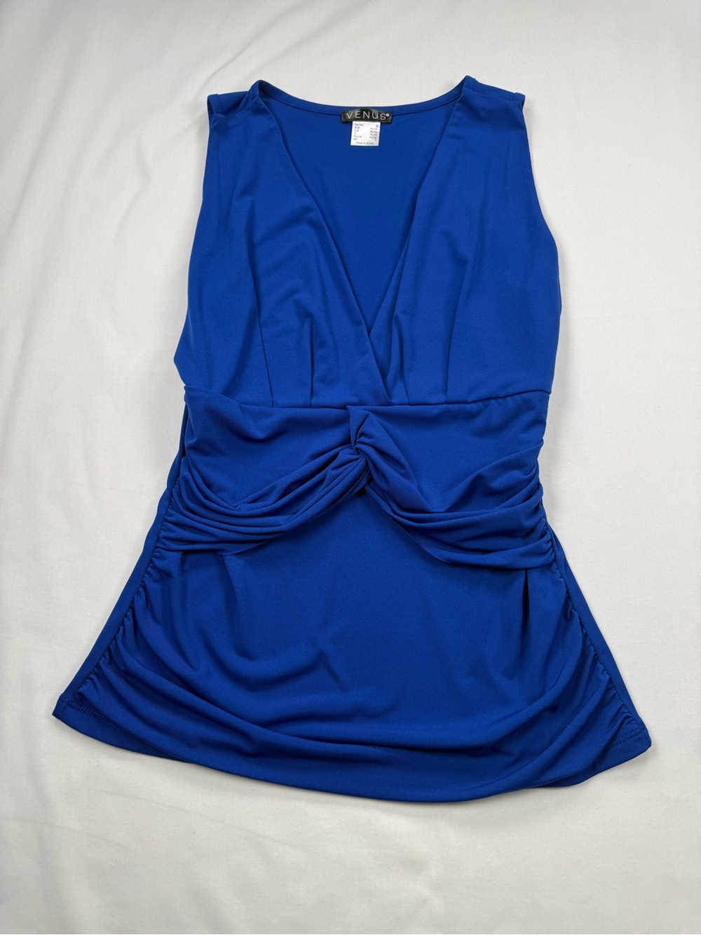VENUS Cobalt Blue Twist-Front V-Neck Sleeveless Top